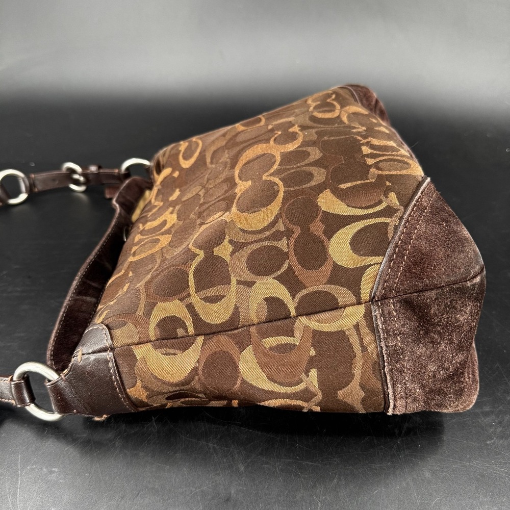 Coach Chelsea Signature Leather Handbag Purse WOMENS Brown Turn Lock Close - Picture 4 of 10